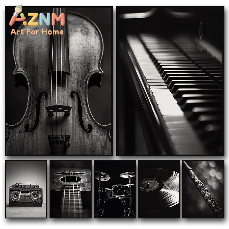 Picture Of Musical Instrument - Klassieke Muziekinstrument Fotografie Posters Viool Vinylplaat
