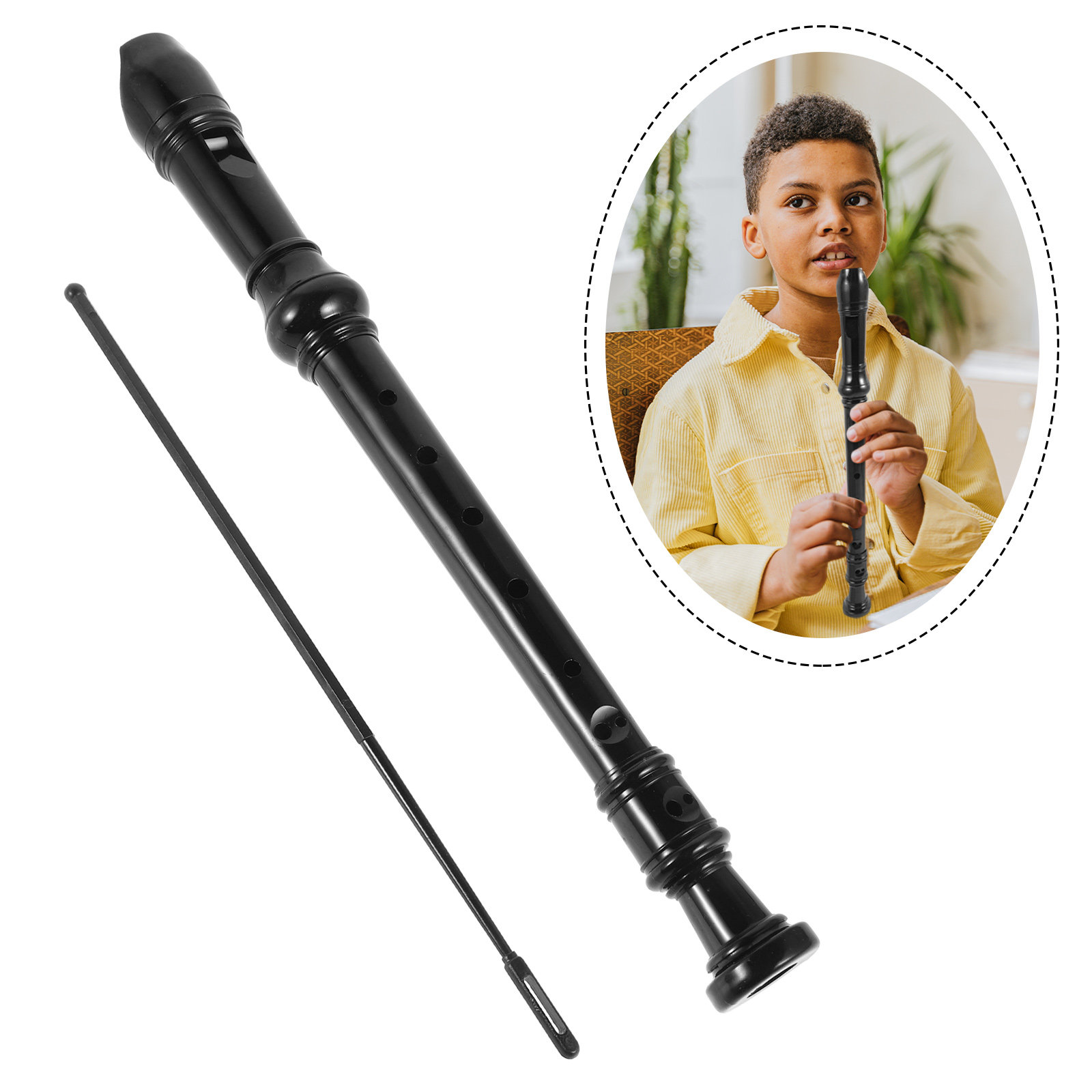 Soprano Recorder Plastic - 8-gats zwarte transparante ABS-plastic sopraanblokfluit voor